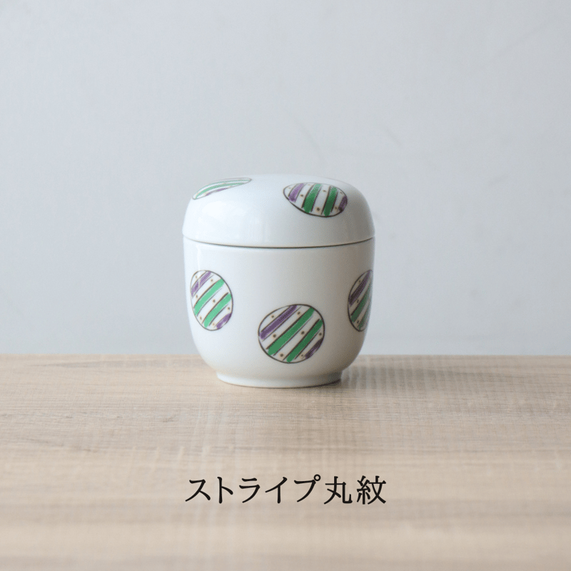 なつめ蒸碗 赤地紋 / ストライプ丸紋 | 和食器通販 有田焼 山忠