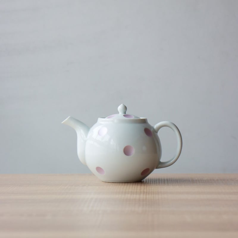 水玉ポット グリーン/ピンク | 和食器通販 有田焼 山忠｜おしゃれで