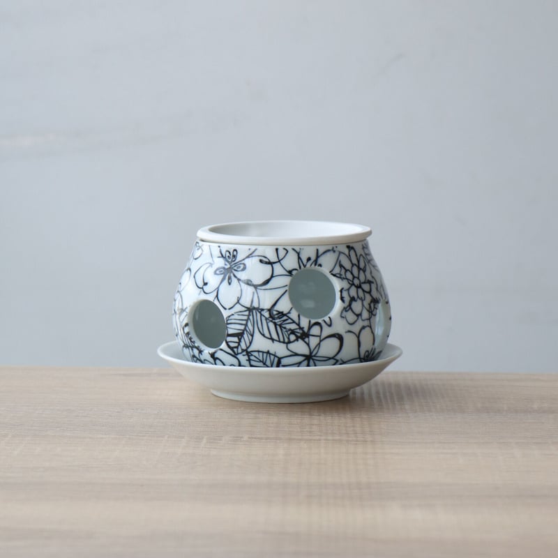 茶香炉 フラワー 黒 | 和食器通販 有田焼 山忠｜おしゃれでモダンな和