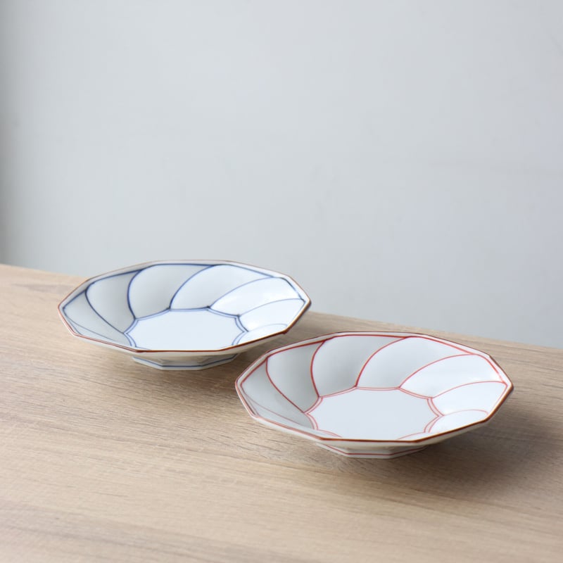 ネジリ線 5寸皿 青線 / 赤線 | 和食器通販 有田焼 山忠｜おしゃれで