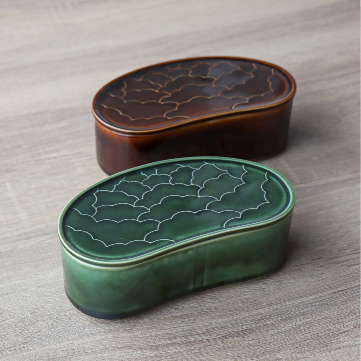 繭型陶箱 小 オリベ / アメ | 和食器通販 有田焼 山忠｜おしゃれで