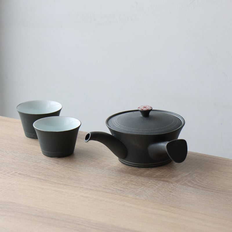 黒マット急須 麻の葉/市松 | 和食器通販 有田焼 山忠｜おしゃれで