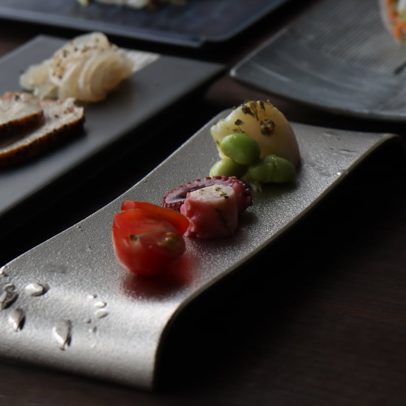 石肌プラチナドット伏渕長皿 19cm | 和食器通販 有田焼 山忠｜おしゃれ