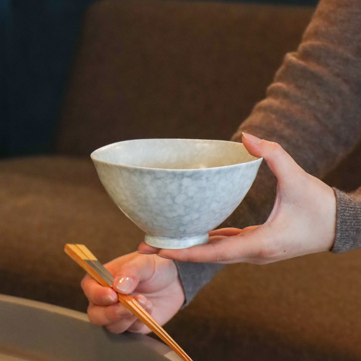 茶碗 大 グレーマットホワイト／ルリマットホワイト | 和食器通販