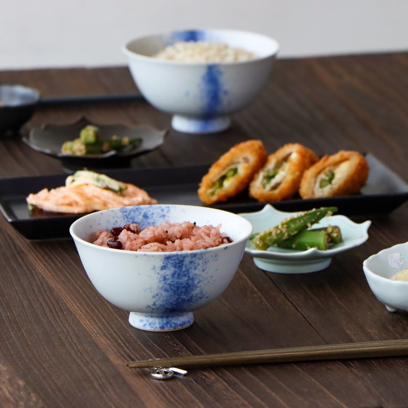 白マット呉須吹 茶碗 大/小 | 和食器通販 有田焼 山忠｜おしゃれで