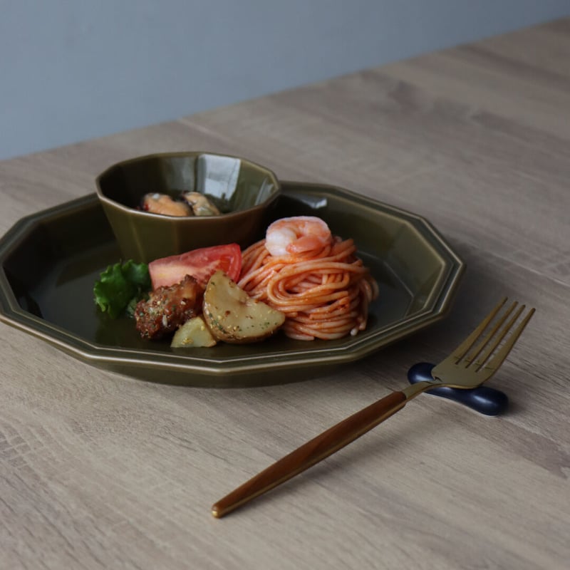 面取 大皿 ダークグリーン/ベージュ/ネイビー | 和食器通販 有田焼