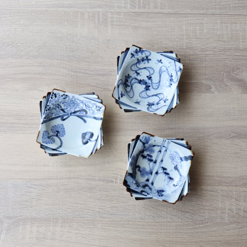 染付紙敷皿小 流水/松竹梅/唐草結び | 和食器通販 有田焼 山忠