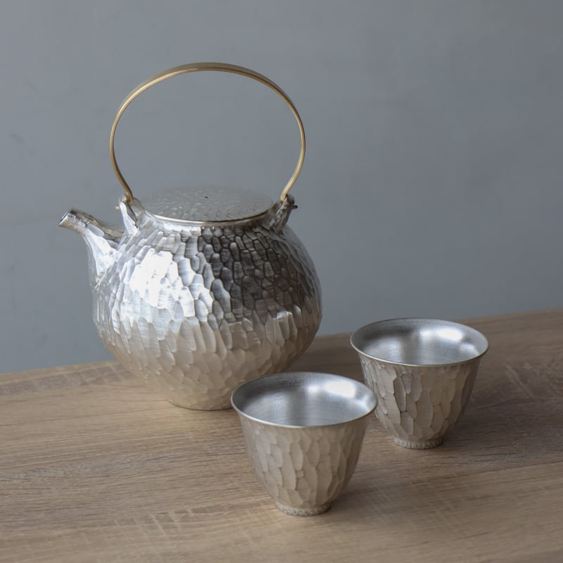 本銀彩槌目 土瓶・渕反仙茶セット | 和食器通販 有田焼 山忠｜おしゃれ