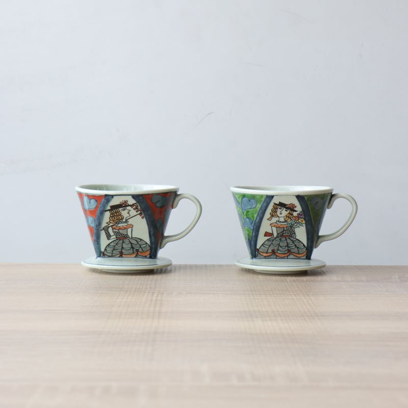 錦南蛮 コーヒードリッパー 赤/緑 | 和食器通販 有田焼 山忠｜おしゃれ