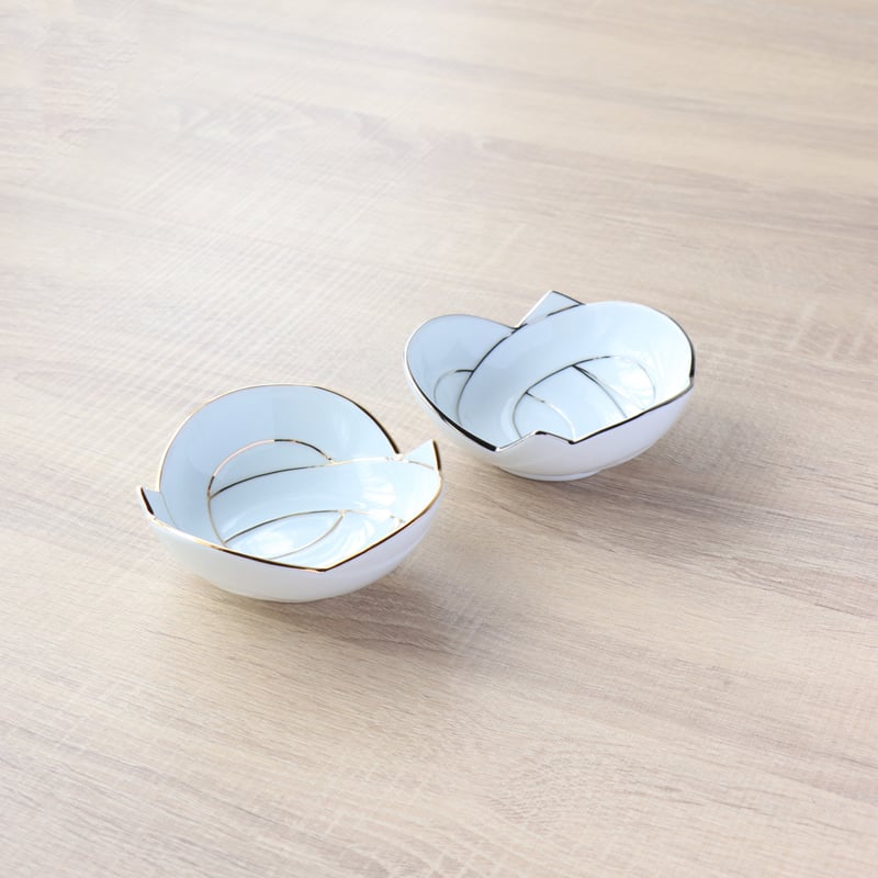 結び小鉢 金線 / プラチナ線 | 和食器通販 有田焼 山忠｜おしゃれで