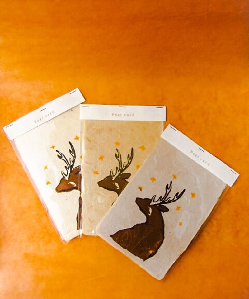 手漉き和紙のイケメン鹿ポストカード | うつわ と ざっか 器人器人