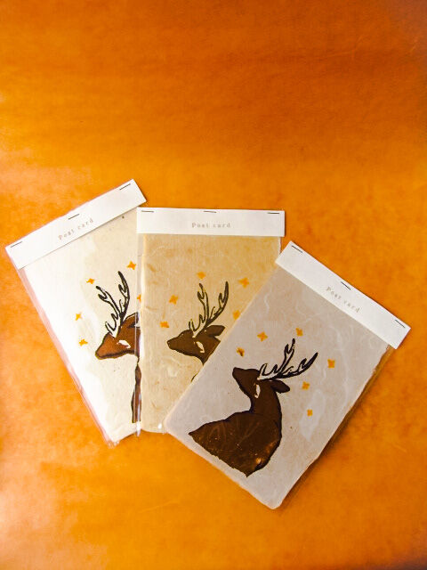 手漉き和紙のイケメン鹿ポストカード | うつわ と ざっか 器人器人