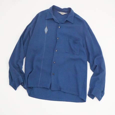 50-60s "DA VINCI" Rayon Open Collar Shirt
