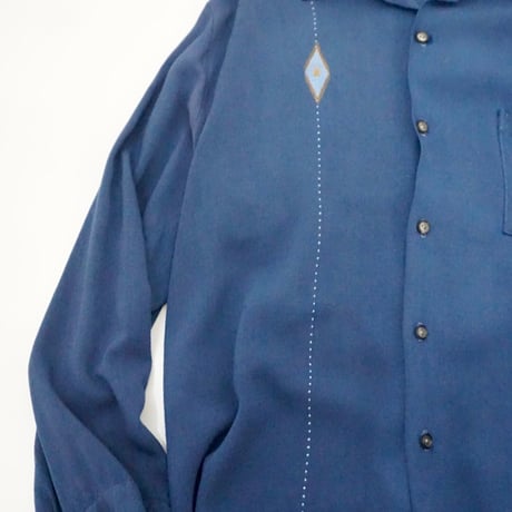 50-60s "DA VINCI" Rayon Open Collar Shirt