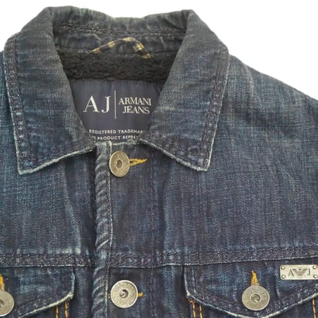 "ARMANI JEANS" Inner Boa Denim Trucker Jacket / Made in Italy