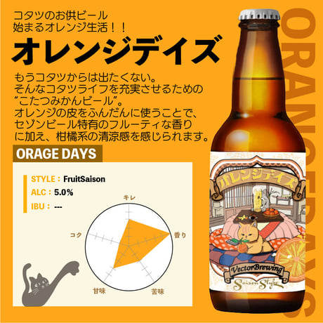 限定【オレンジデイズ】入りビール2種4本≪ねこぱんちGlass≫SET