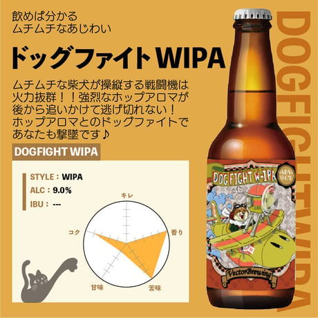 限定【DogFightWIPA】入りビール2種4本≪ねこぱんちGlass≫SET