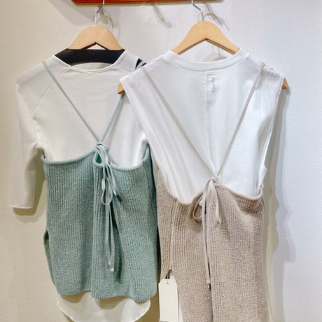 stella ciffon バックリボン コットンベアキャミソール