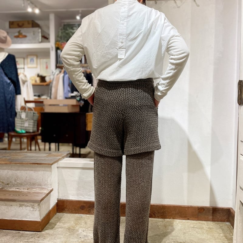 nowos リネンシルクニットパンツ ペチパンツ付き さらっと快適な