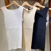 ITALY 凹凸リブ ボートネックノースリーブ