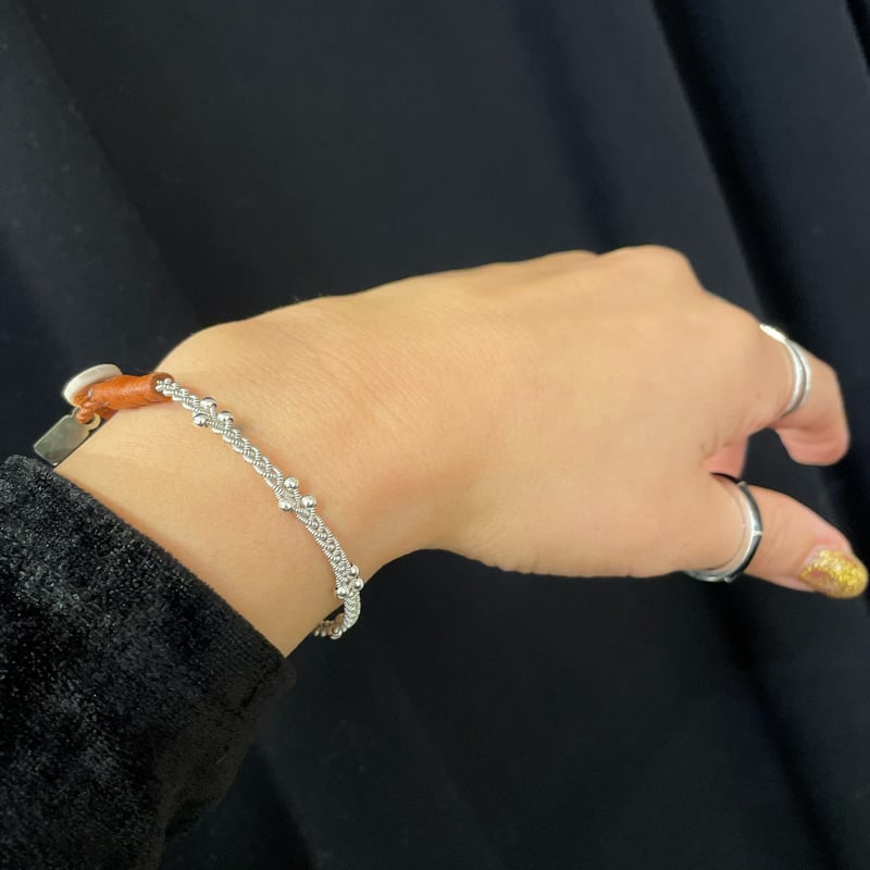 YOHEI NOGUCHI MB別注レザー 細ワイヤートライアングル粒ブレスレット