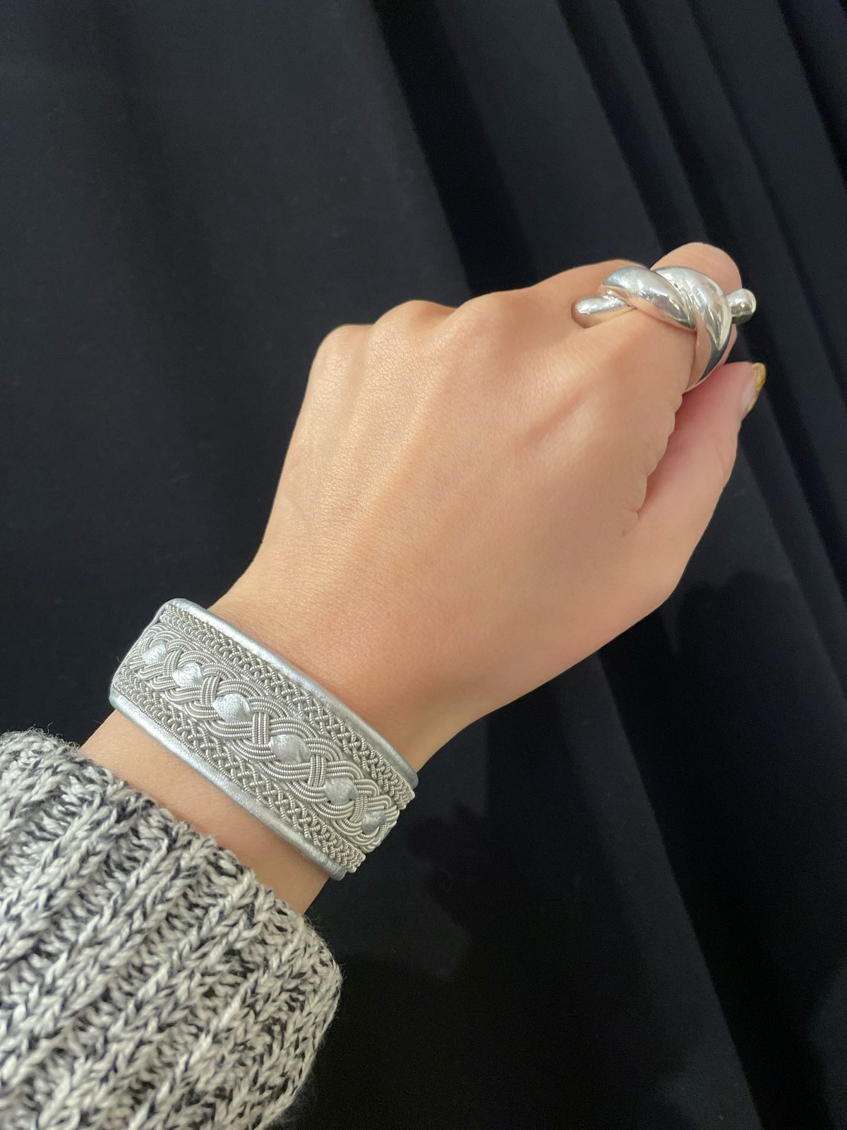 noguchi バングル MB20周年別注 YOHEI NOGUCHI Duodje センターレザー編み太バングル |