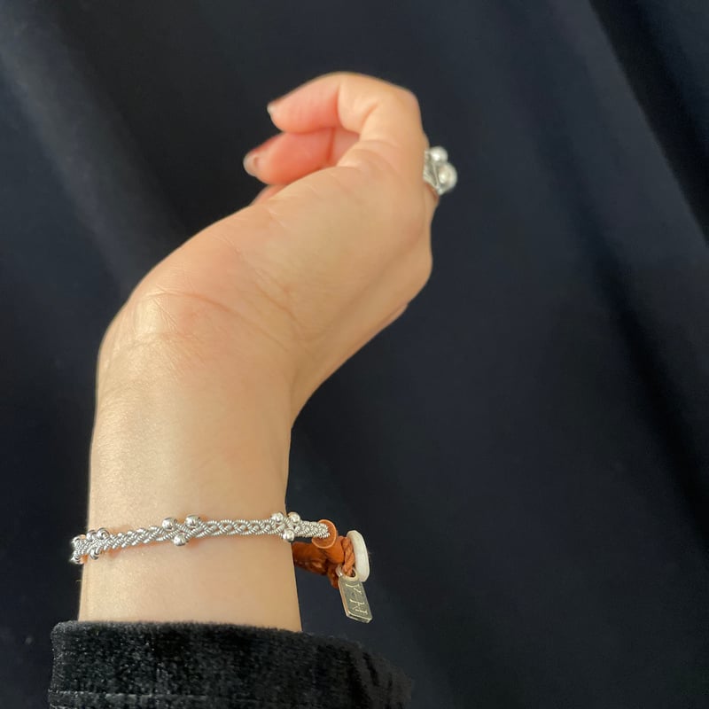 YOHEI NOGUCHI MB別注レザー 細ワイヤートライアングル粒ブレスレット