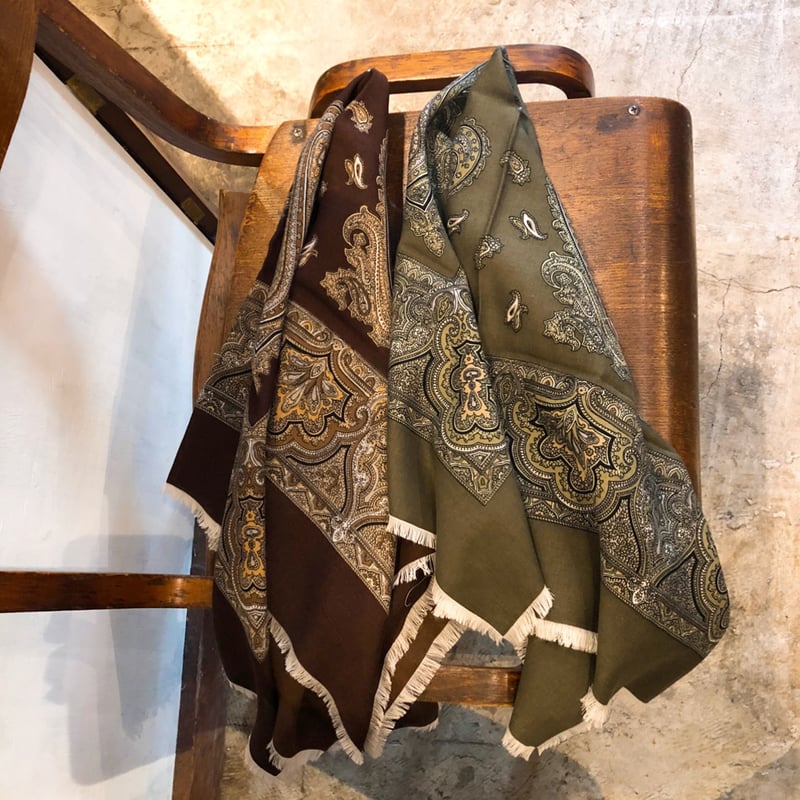 スイス Vintage Dead Stockペイズリー ウールスカーフ | THE M.B