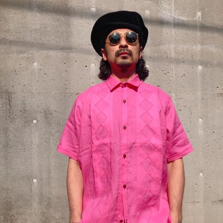 メキシコ リネン ダイヤカットワーク柄シャツ