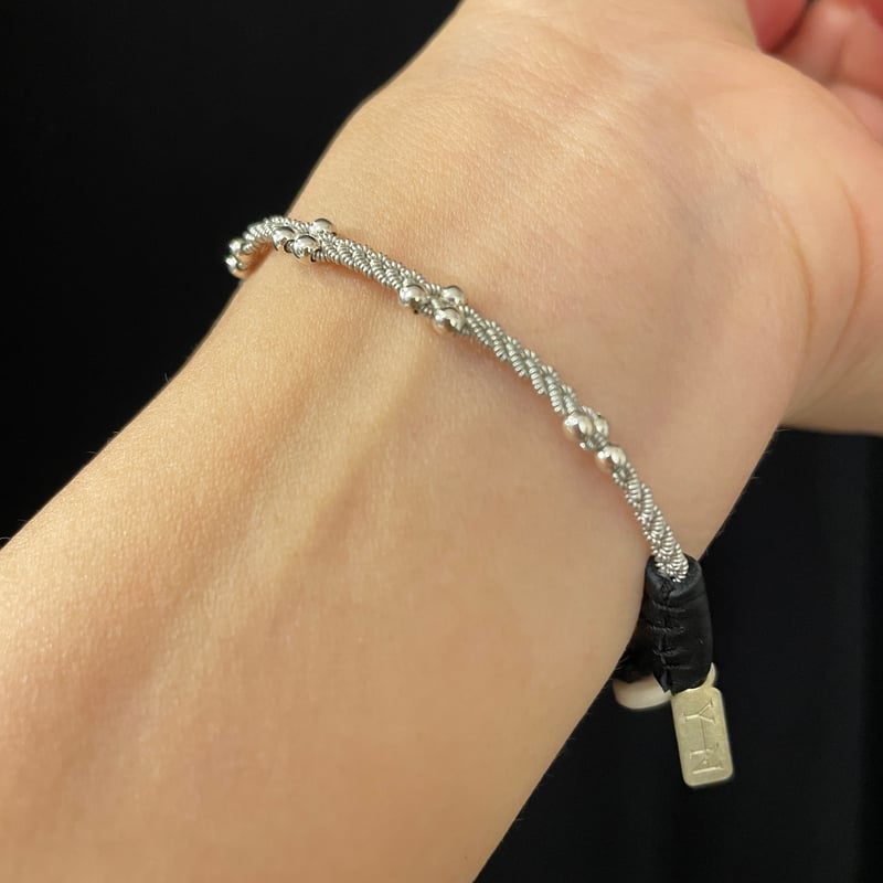 YOHEI NOGUCHI MB別注レザー 細ワイヤートライアングル粒ブレスレット