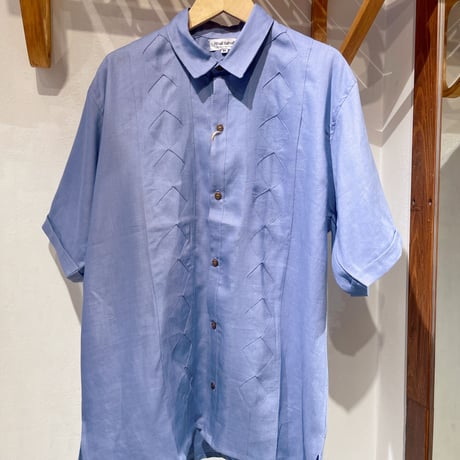 メキシコ リネン ダイヤカットワーク柄シャツ