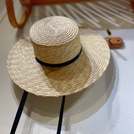ITALY フラットストローHAT リボン付き