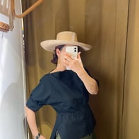 ボートネック ウエストギャザーシャツ