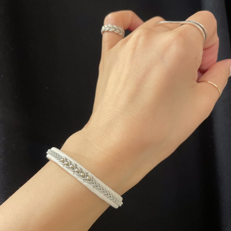 MB別注SILVER/TAN/WHITE/細ブレスレット中央つぶつぶ YOHEI