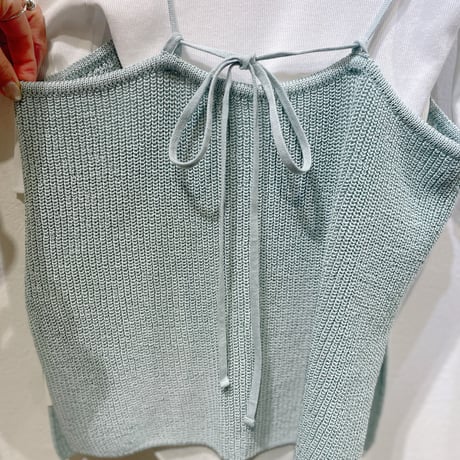 stella ciffon バックリボン コットンベアキャミソール