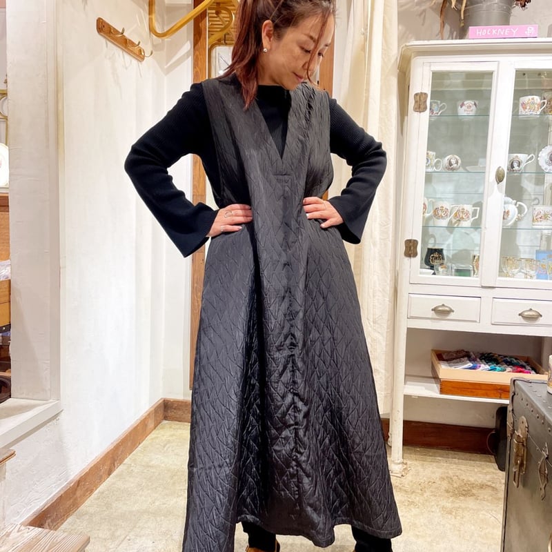 Honnete 深V Aライン キルティングワンピース | THE M.B