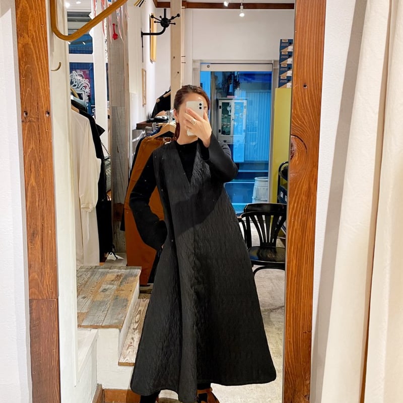 Honnete 深V Aライン キルティングワンピース | THE M.B