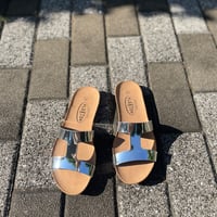 シルバーミラーコルクサンダル