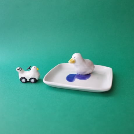 今江未央／IMAE Mio「九谷焼立体皿 木と鳥」