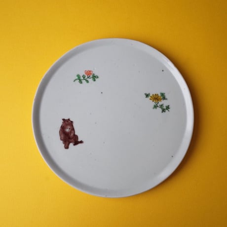 工房あめつち／Kobo Ametsuchi「色絵 平皿 花と猛獣（お一人様2点まで）」