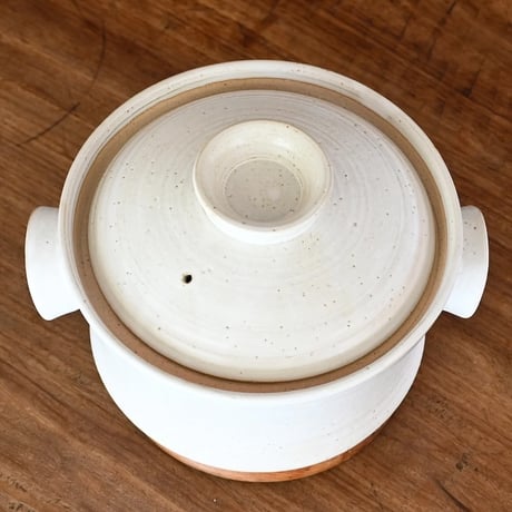 能登デザイン室／Noto Design「炊飯鼓型土鍋 白マット／瑠璃釉」