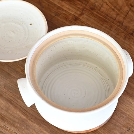 能登デザイン室／Noto Design「炊飯鼓型土鍋 白マット／瑠璃釉」