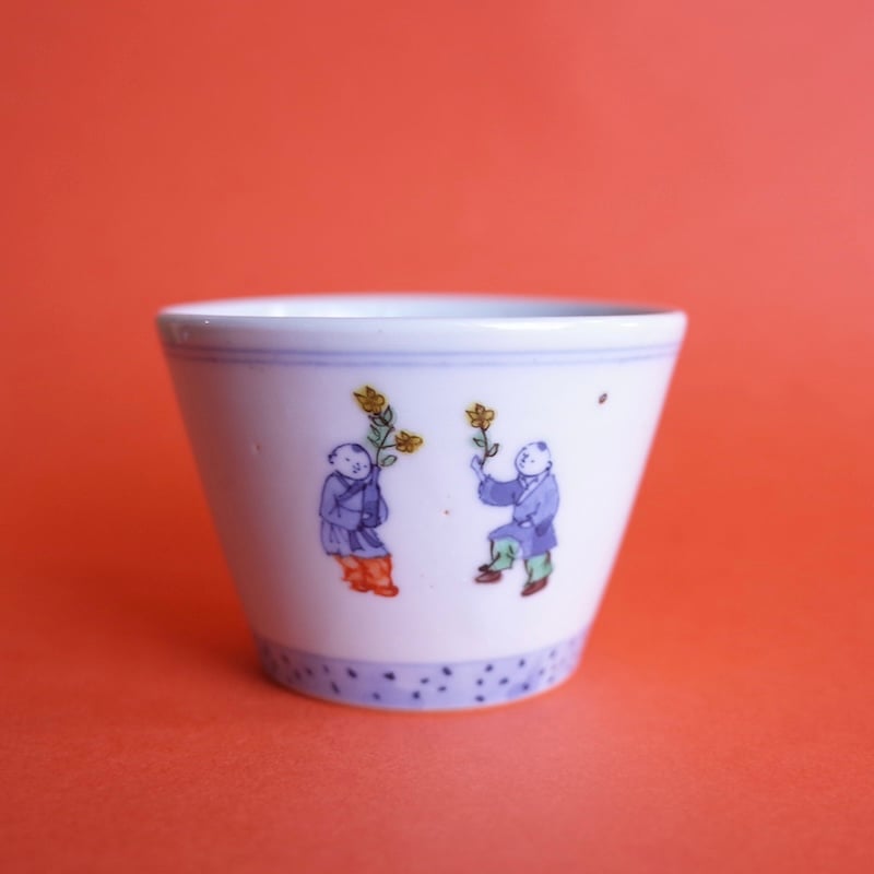 工房あめつち そばちょこ 2個セット 人 花 壽 工房あめつち／Kobo Ametsuchi「色絵 花唐子そばちょこ」 | オトメの