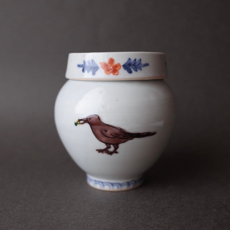 工房あめつち／Kobo Ametsuchi「色絵 小塩壷 宝物シリーズ 烏