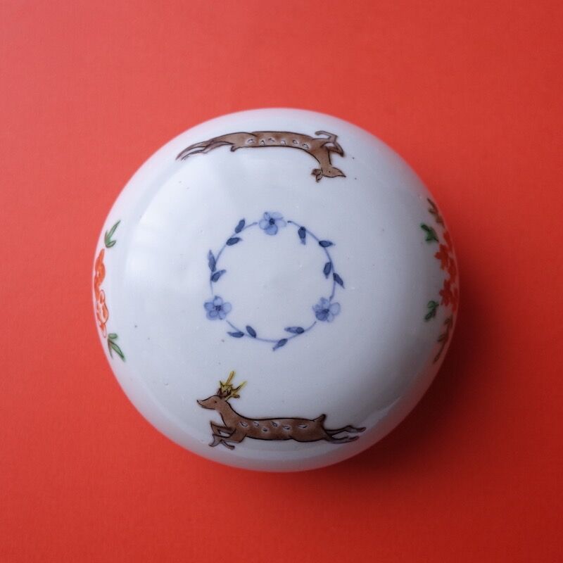 工房あめつち/Kobo Ametsuchi「色絵 蓋物 鹿(お一人1点まで 工房あめつち/Kobo Ametsuchi「色絵 蓋物 鹿(お一人1点まで