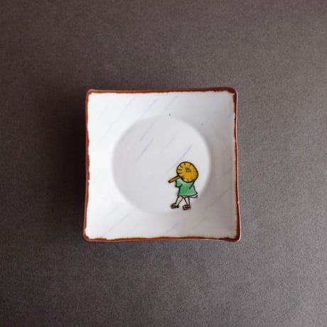 工房あめつち／Kobo Ametsuchi「色絵 雨の日角豆皿（お一人様1点まで）」