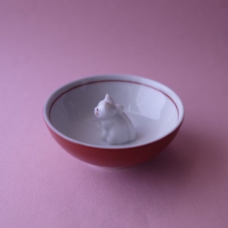 上出長右衛門窯／KUTANI CHOEMON「猫盃／犬盃 赤」