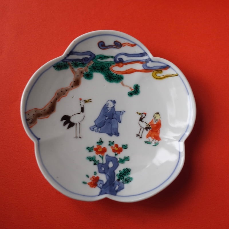 工房あめつち/Kobo Ametsuchi「色絵 梅型小皿 高士図(お一人様 工房あめつち/Kobo Ametsuchi「色絵 梅型小皿 高士図(お一人様