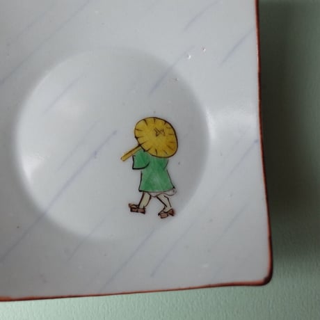 工房あめつち／Kobo Ametsuchi「色絵 雨の日角豆皿（お一人様1点まで）」