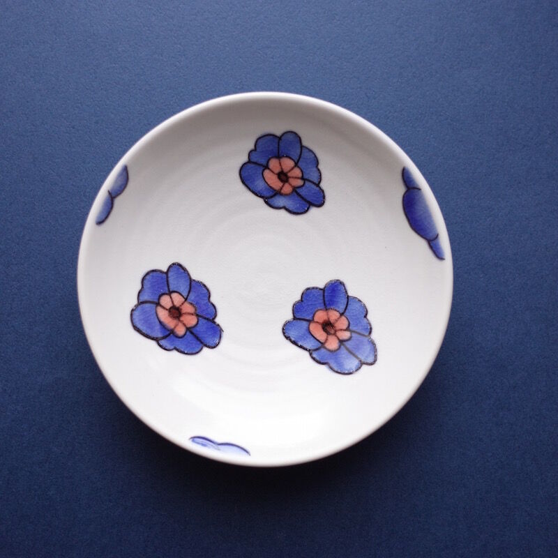 荻原井泉水　絵付皿(書)皿　5枚組　銘あり　箱付　希少 荻原井泉水 絵付皿(書)皿 5枚組 銘あり 箱付 希少